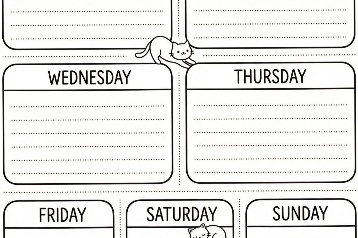 📍 📍 Premium Kawaii Cat Weekly Planner Page | stay inspired all year long