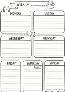 📍 📍 Premium Kawaii Cat Weekly Planner Page | stay inspired all year long