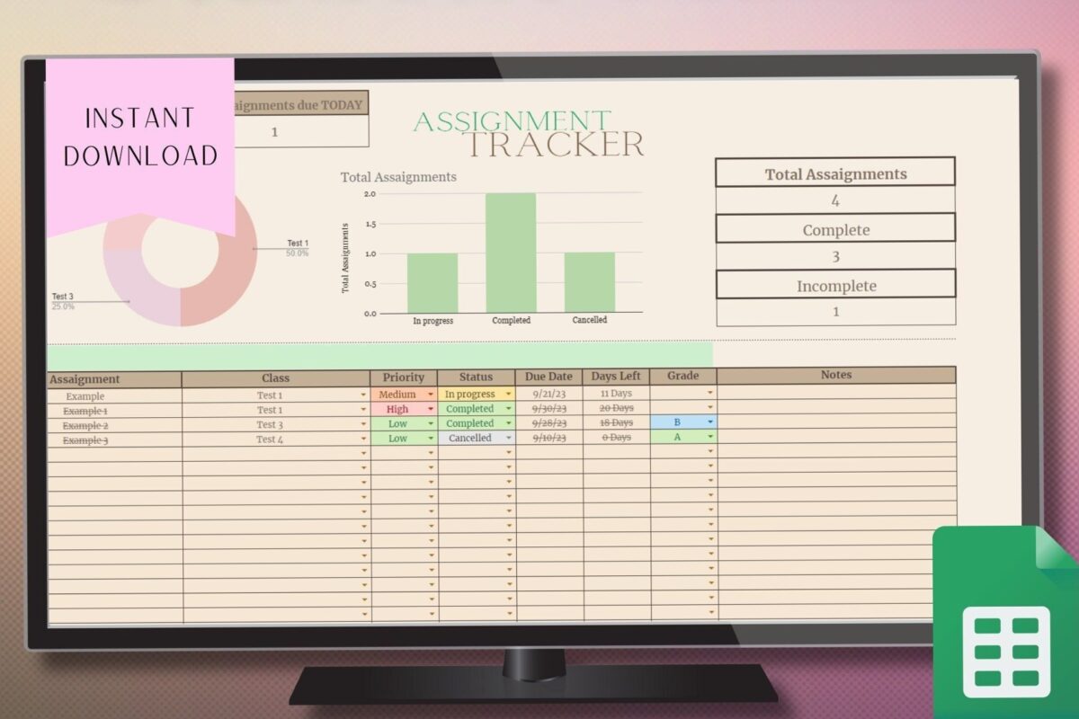👰 💌 pro digital dashboard: Student Planner Template | Google Sheets Academic Planner Design