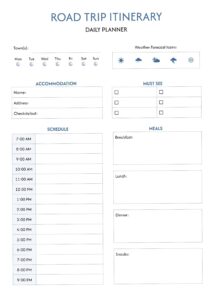 🪄 🪄 Road Trip Itinerary Planner for Your Vacation Calendar | ultimate printable checklist