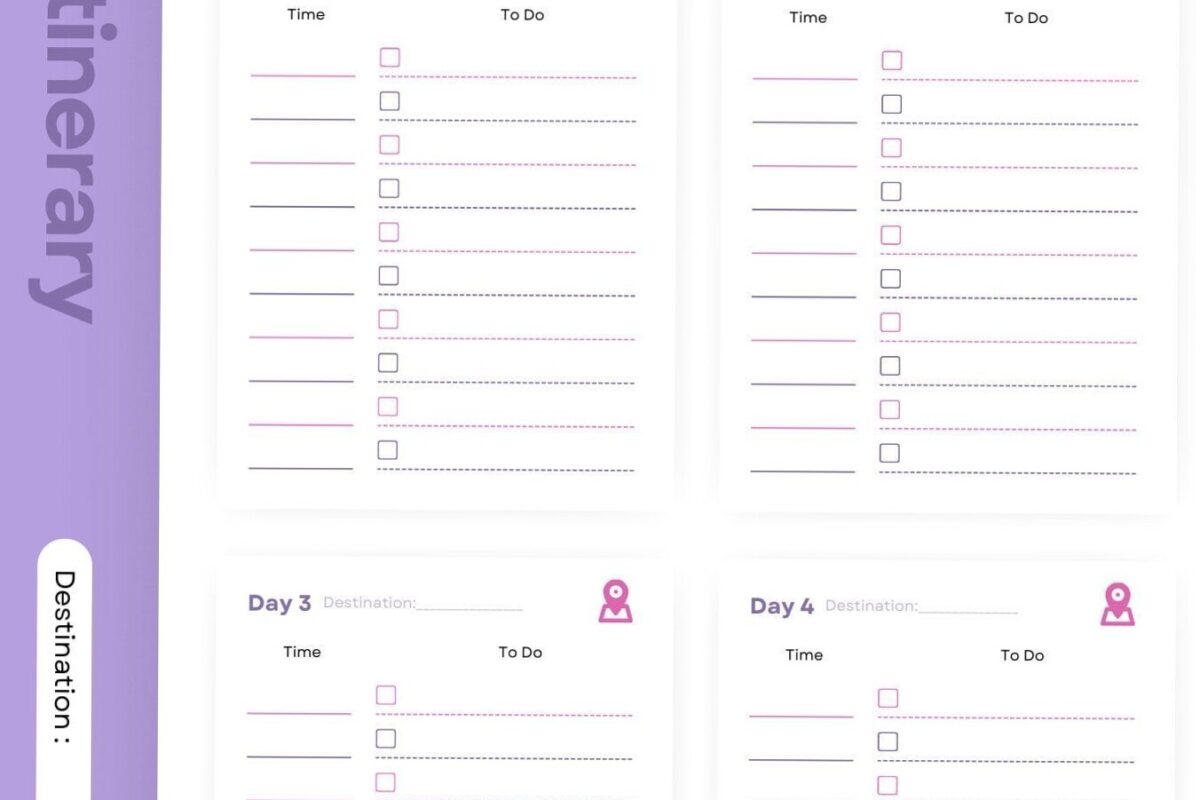 Road Trip Planner — Digital Itinerary Template for Effortless Travel — 🎀 ☁️ no-stress tracker