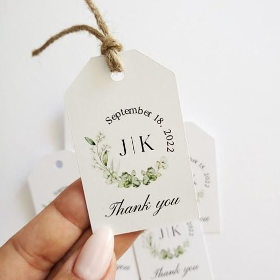 🥂 🍰 romanticize your routine: Greenery Monogram Thank You Wedding Tags | Rustic & Personalized Design