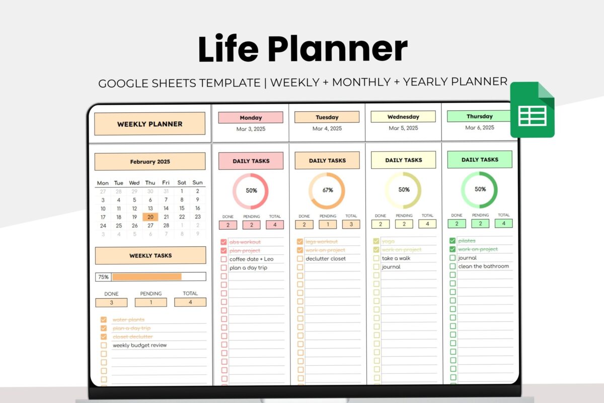 📁 📌 romanticize your routine: Life Planner | Google Sheets Template for Digital Design & Creative Planning