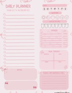 💌 👰 romanticize your routine: Pink Bows Daily Planner Design
