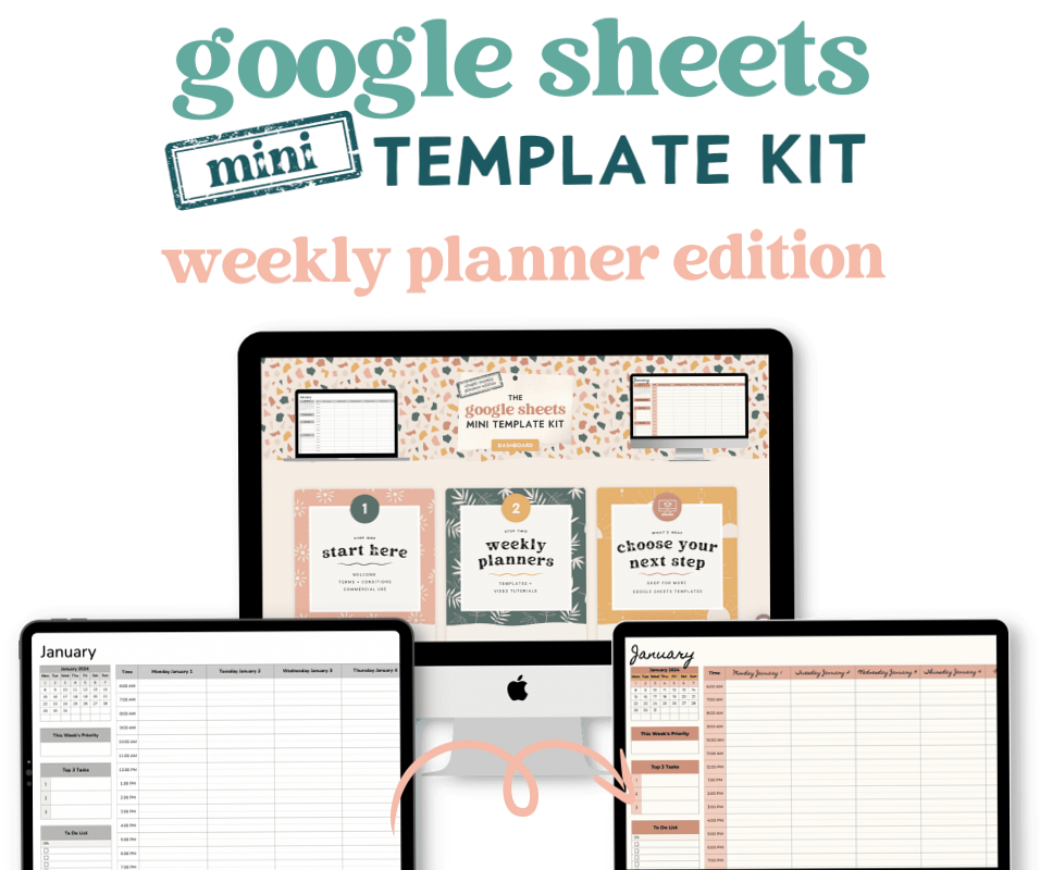 📍 🌈 romanticize your routine: Simple Weekly Planner Template | Google Sheets Mini Kit