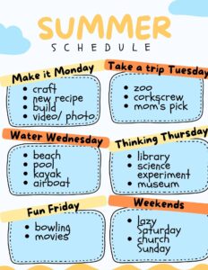 💍 🍰 romanticize your routine: Summer Schedule for Kids: Print, Customize & Save