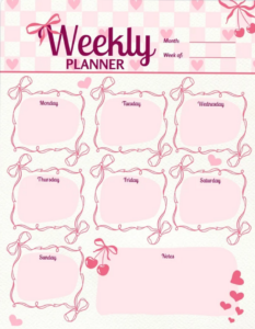 🥂 🌸 romanticize your routine: That Girl Weekly Planner | Pink Aesthetic Life Organizer