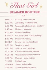 🌸 🌸 romanticize your routine: That Girl Summer Routine Daily Schedule for a Productive & Aesthetic Day