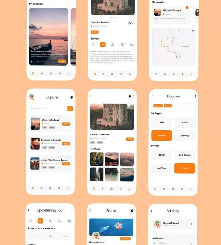 🥂 🌸 romanticize your routine: Travel App UI Design in Figma for Digital Planners
