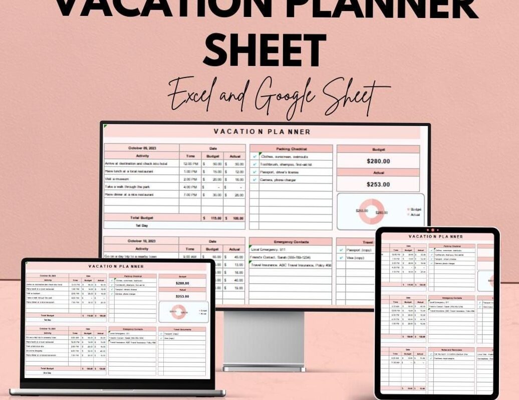 🎀 ✨ romanticize your routine: Ultimate Vacation Planner Sheet | Excel & Google Sheets Template