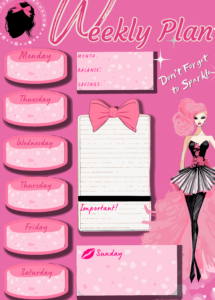 ✨ 🕯️ romanticize your routine: Weekly Planner Pink Doll Bar Design