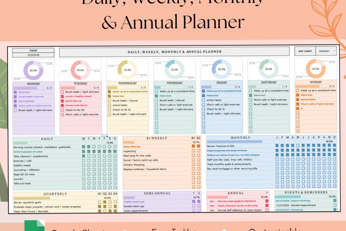 🌿 🕯️ seamless organization hack: 2026 Task Tracker & Weekly Planner in Excel & Google Sheets