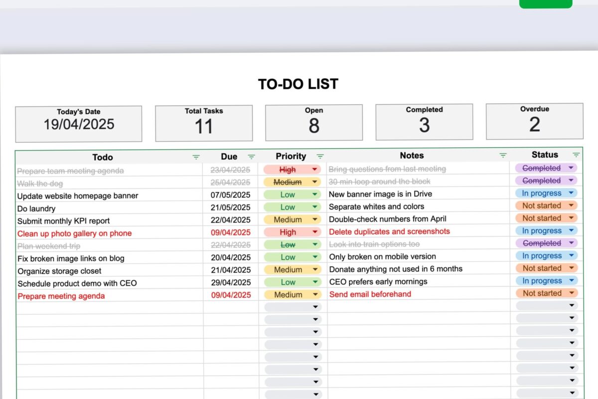 🤍 🕯️ seamless organization hack: Free Google Sheets Task Tracker for Work & Daily Planning