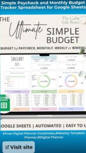 ☁️ 🌿 seamless organization hack: Simple Paycheck & Monthly Budget Tracker for Google Sheets