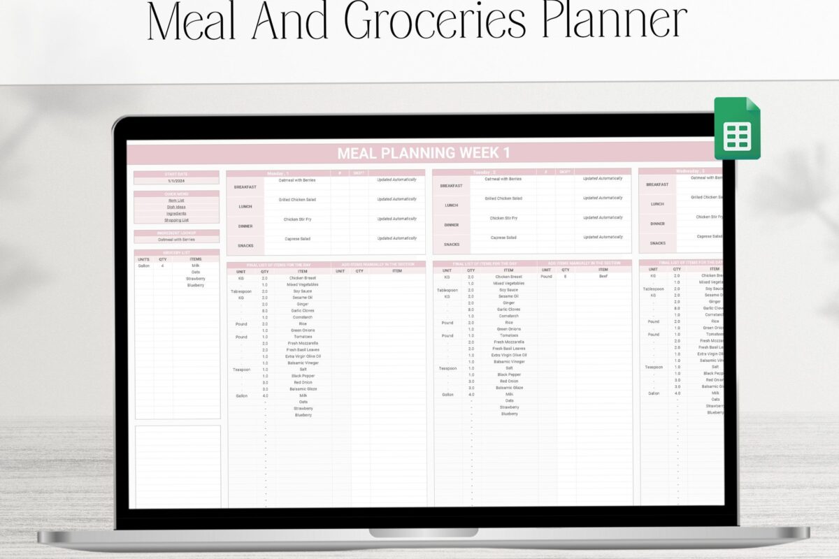 🪄 📍 seamless organization hack: Weekly Meal Planner & Grocery Tracker Template
