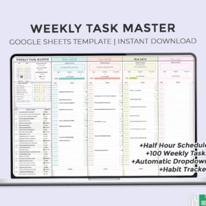 👰 🌸 seamless organization hack: Weekly Task Master — Google Sheets Planner Template