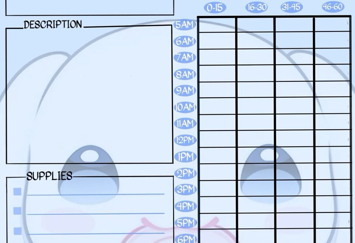🎀 🎀 secret to staying productive: Cinnamon Roll Hourly Study Planner Design