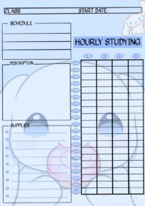 🎀 🎀 secret to staying productive: Cinnamon Roll Hourly Study Planner Design