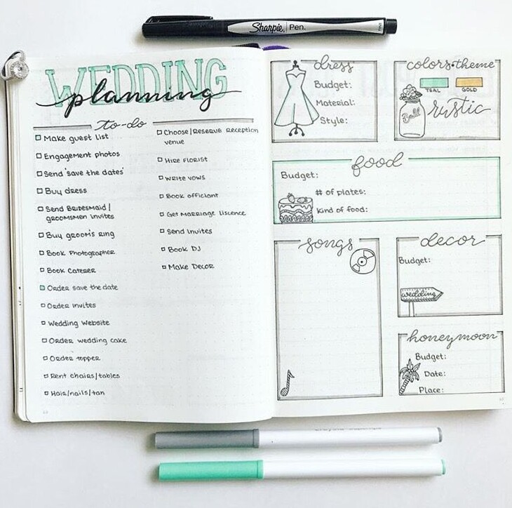 💎 🌈 secret to staying productive: Creative Bullet Journal Ideas for Weddings, Travel & Goals