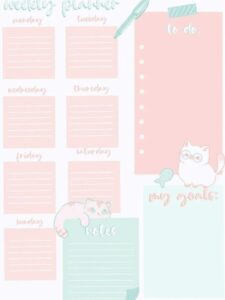 📝 📅 secret to staying productive: Cat-Themed Digital Weekly Planner Design
