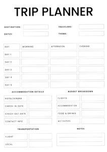 🥂 💍 secret to staying productive: Printable Car Trip Planner for Smooth Vacations | Travel Organizer & Schedule