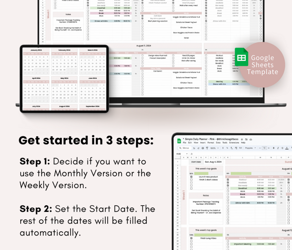 📊 📝 secret to staying productive: Efficient Undated Google Sheets Daily Task & Time Manager