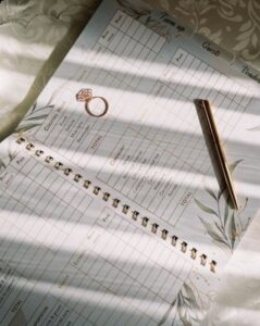 ☁️ ✨ secret to staying productive: Elegant Gold Wedding Planner Kit with Stickers, Pen & Gift Box for Bride