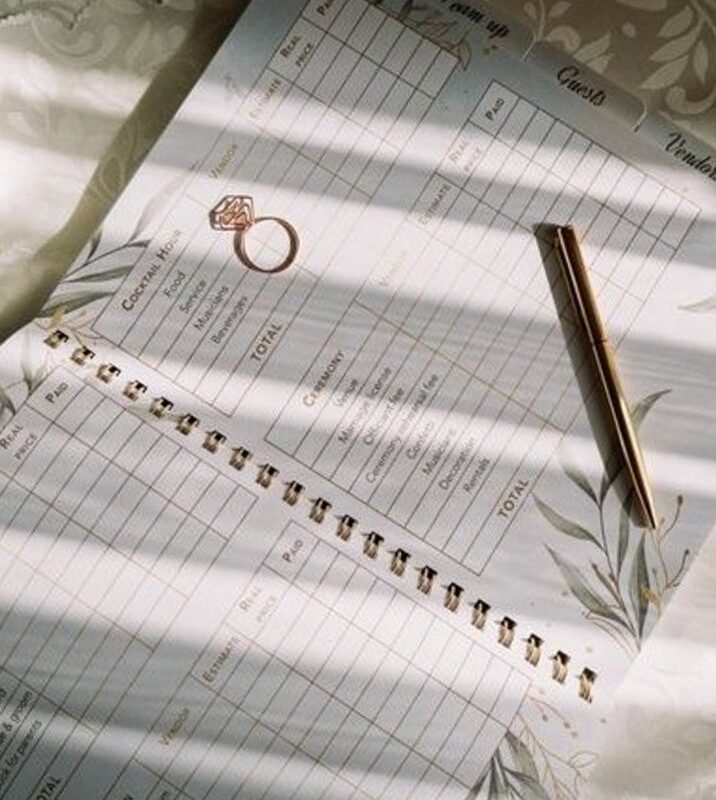 ☁️ ✨ secret to staying productive: Elegant Gold Wedding Planner Kit with Stickers, Pen & Gift Box for Bride