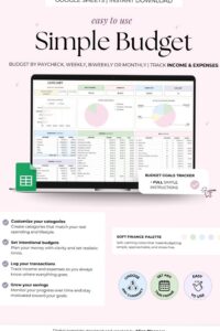 👰 🥂 secret to staying productive: Aesthetic Budget Planner for Google Sheets | Simplify Finances