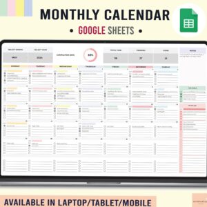 ✨ 🤍 secret to staying productive: Feuille de calcul de calendrier numérique | Calendrier mensuel | Liste des tâches créatives