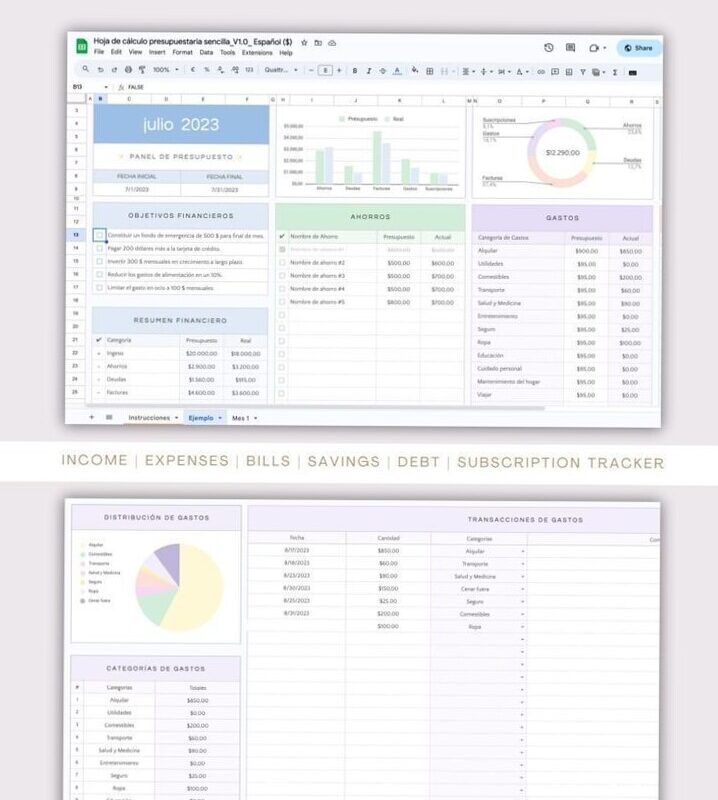💌 👰 secret to staying productive: Plantilla sencilla de presupuesto mensual en Google Sheets