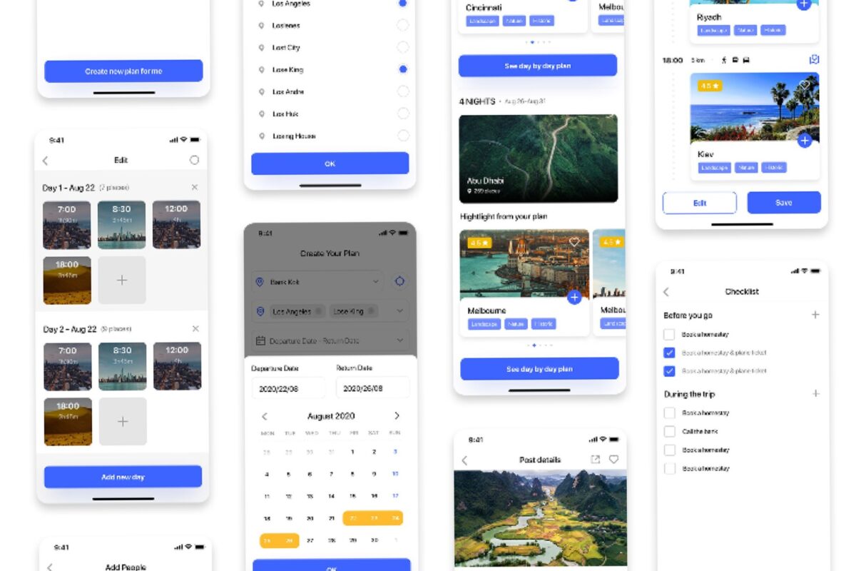 📝 📝 secret to staying productive: LeTrip Planning Travel UI Kit – Creative Design Assets