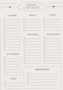 🌈 🪄 secret to staying productive: Blank Travel Packing List Template for Digital Design & Planners – Romanticize Your Routine