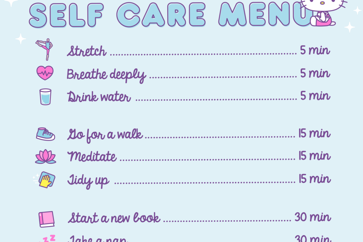 🌿 🤍 Self Care Menu | Hello Kitty Digital Design | romanticize your routine