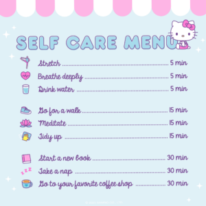 🌿 🤍 Self Care Menu | Hello Kitty Digital Design | romanticize your routine