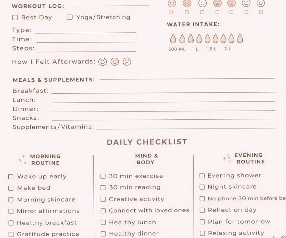 Self Care Routine Planner | Daily Checklist & Tracker — 🎨 🌈 essential planning guide