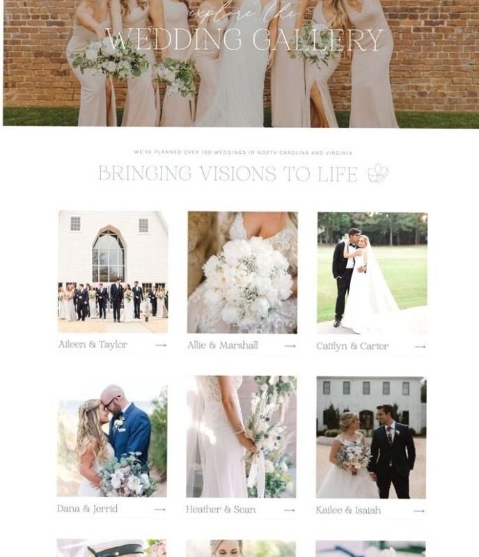 🤍 🤍 Showit Gallery Design for Wedding Planners | Surely Jane | dream life manifestation