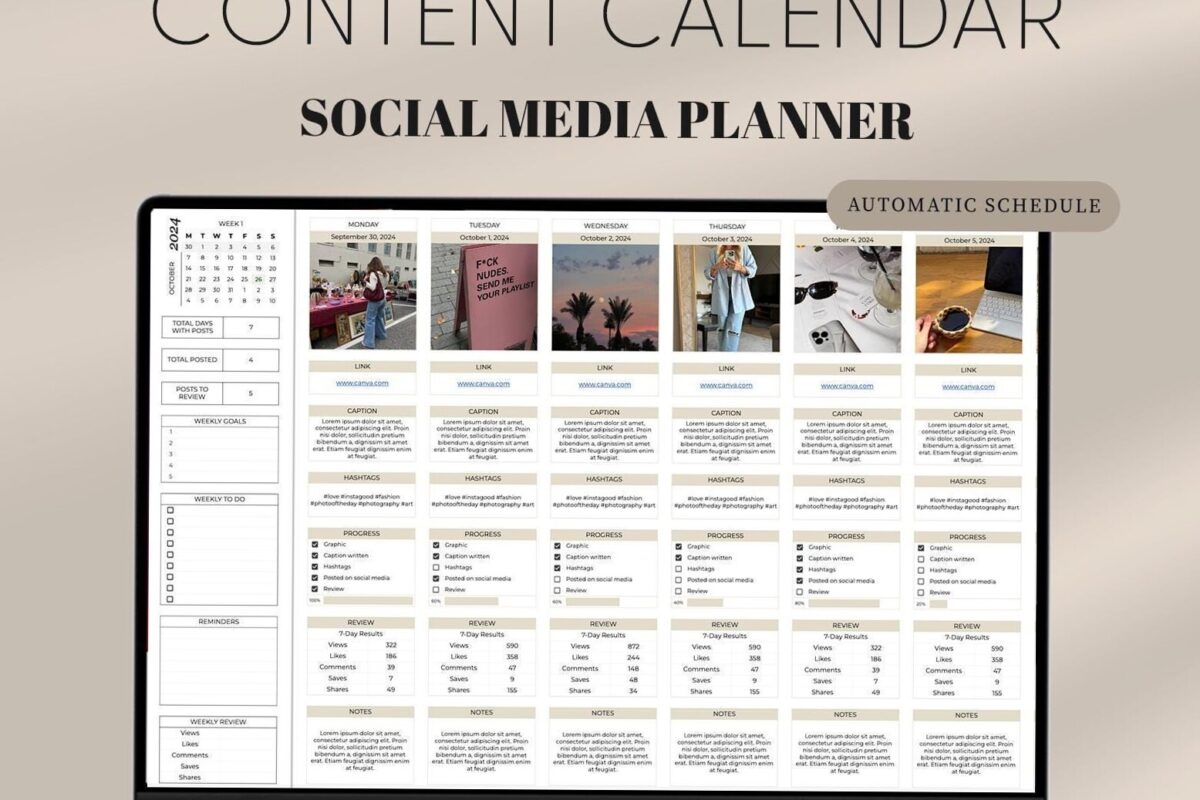 Social Media Content Calendar Planner — Google Sheets — 🖇️ 📊 only tool for life admin