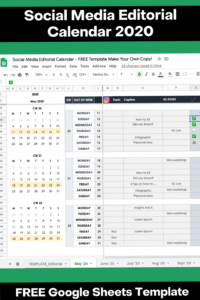 Social Media Editorial Calendar 2020 | Budget Templates & Resources for Google Sheets — 👰 💌 2026 efficiency hack