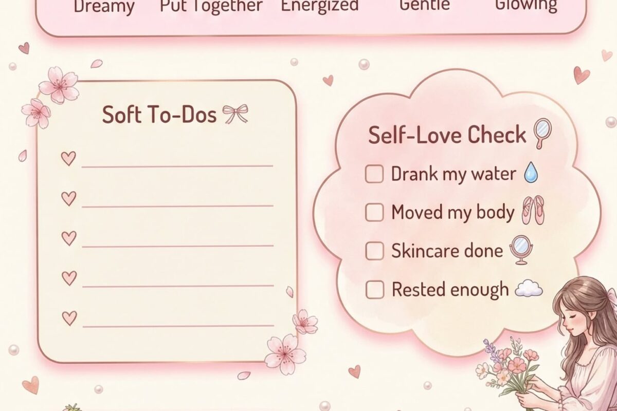 🍰 🌸 Soft Girl Aesthetic Daily Planner | Pink Coquette Wellness Journal | dream life manifestation