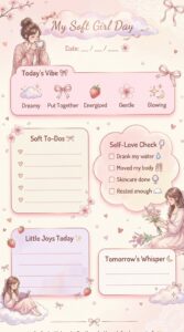 🍰 🌸 Soft Girl Aesthetic Daily Planner | Pink Coquette Wellness Journal | dream life manifestation