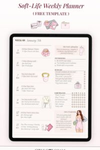 👰 🌸 Soft-Life Weekly Planner — Free Digital Template | dream life manifestation