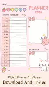 📍 🪄 stay inspired all year long: Pink Hourly Planner for Sweet Scheduling Moments