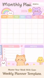 🎀 ✨ stay inspired all year long: Dreamy Monthly Planner for Playful Productivity