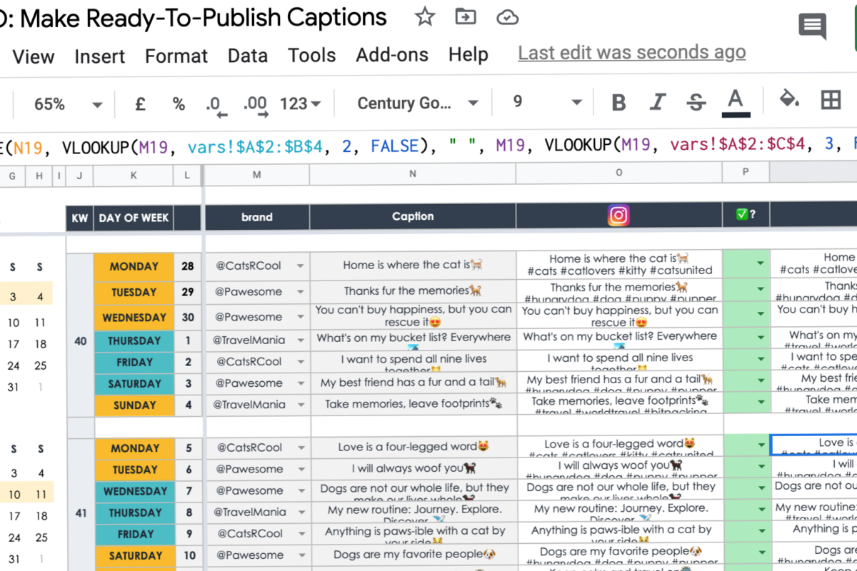 💎 🪄 stay inspired all year long: Craft Captions in Google Sheets with Template