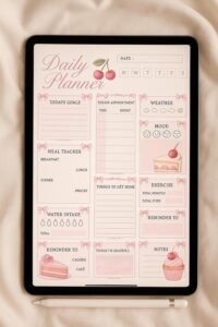 🌸 🥂 stay inspired all year long: Cute Pink Daily Planner — Pastel Aesthetic Design