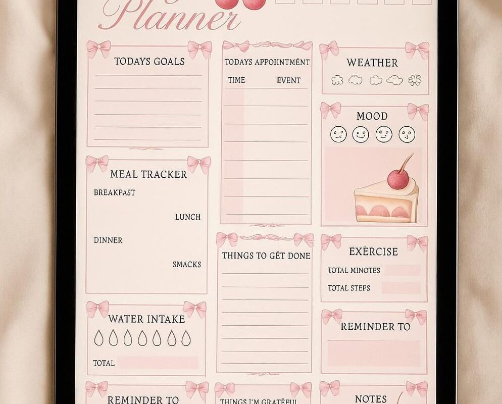 🌸 🥂 stay inspired all year long: Cute Pink Daily Planner — Pastel Aesthetic Design