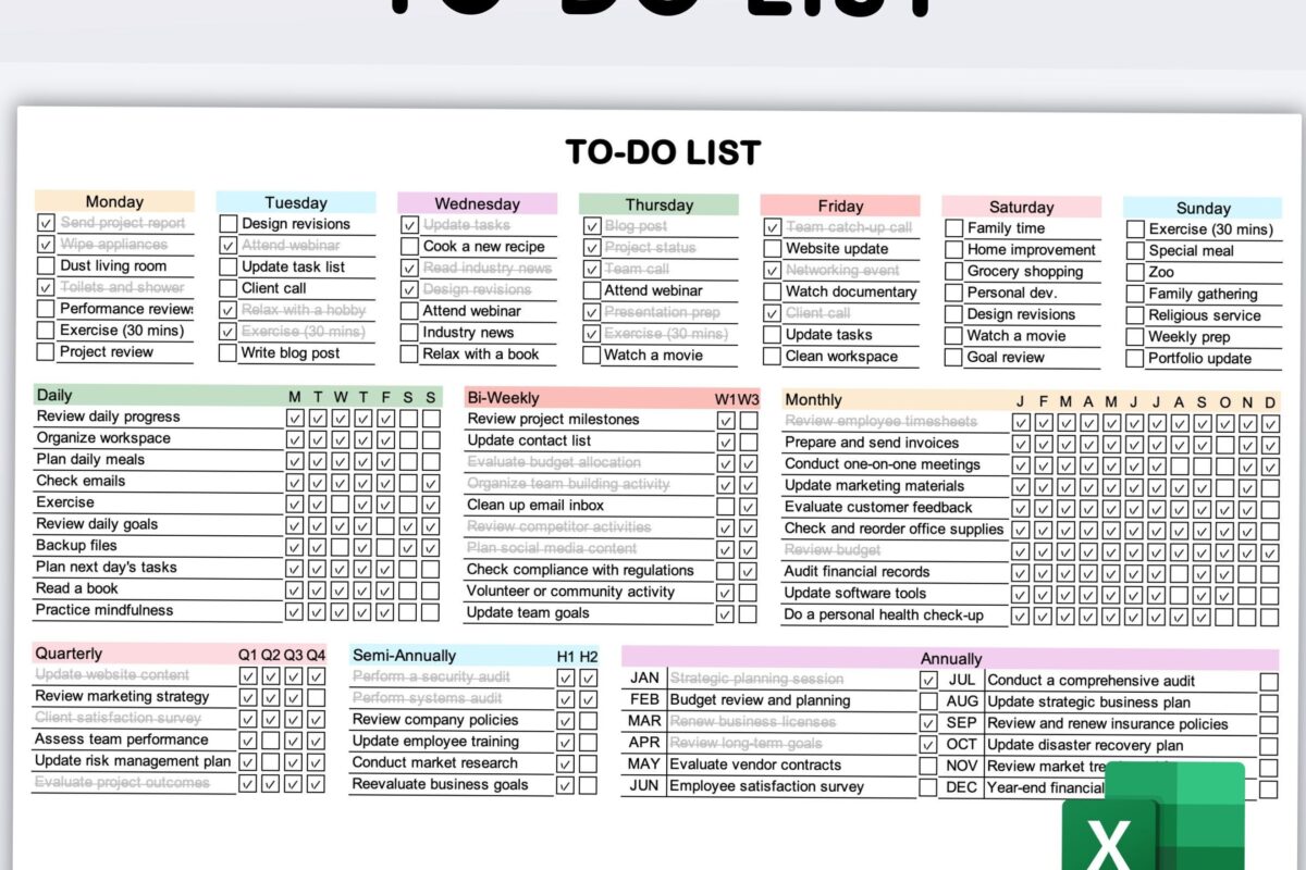 🕯️ 🌿 stay inspired all year long: Digital To-Do List Excel Template for Daily, Weekly, Monthly, Annual Task Tracking