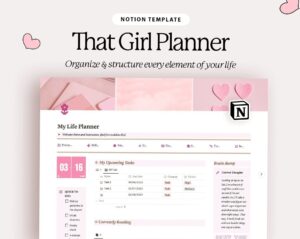 🪄 📍 stay inspired all year long: Pink Perfection: That Girl Planner Template for Productivity