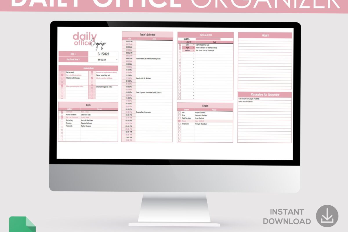 🤍 🕯️ stay inspired all year long: Office Organizer Planner — Daily To-Do Etsy Design
